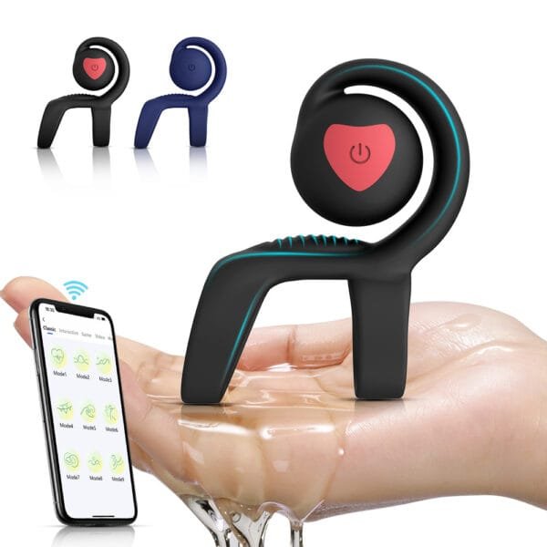 DS K0016 Dual Ring Vibrating Penis Ring with App Control – 9 Modes IPX7 Waterproof1