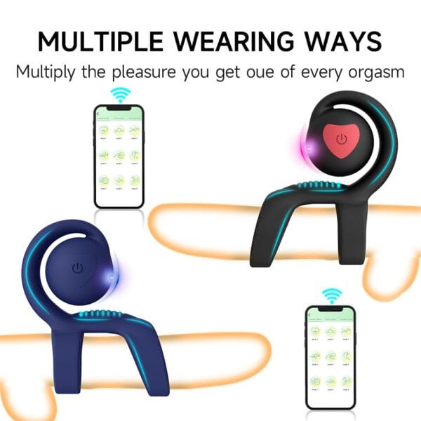 DS K0016 Dual Ring Vibrating Penis Ring with App Control – 9 Modes IPX7 Waterproof7