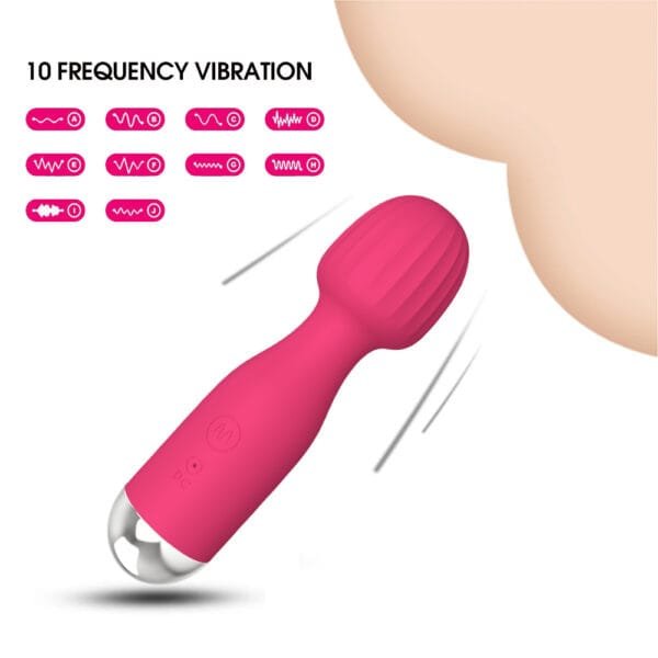 DS K0017 Mini 10 Mode Waterproof Wand Vibrator – USB Rechargeable Body Safe Silicone2