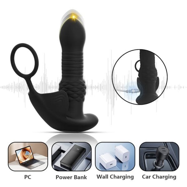 DS K0021 Prostate Vibrator with Penis Ring – 3 in 1 Vibrating Prostate Massager4