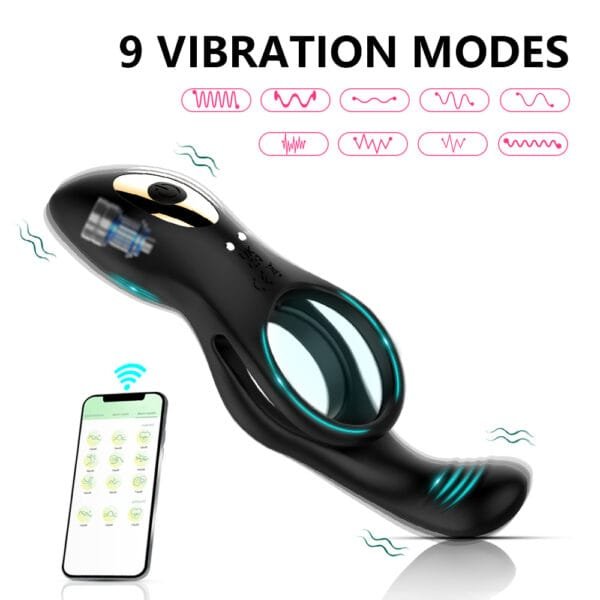 DS K0023 Dual Motor Vibrating Cock Ring – App Remote Control Options IPX7 Waterproof4